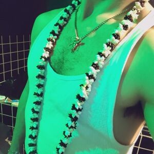 Chic Black and White Floral Necklace